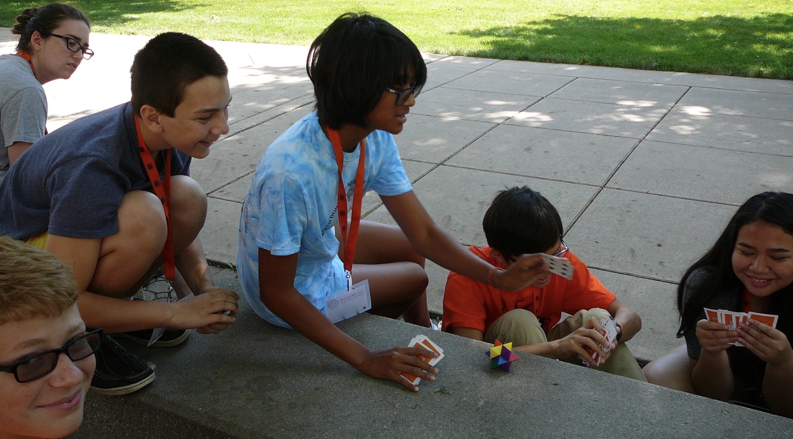 Campers playing cards