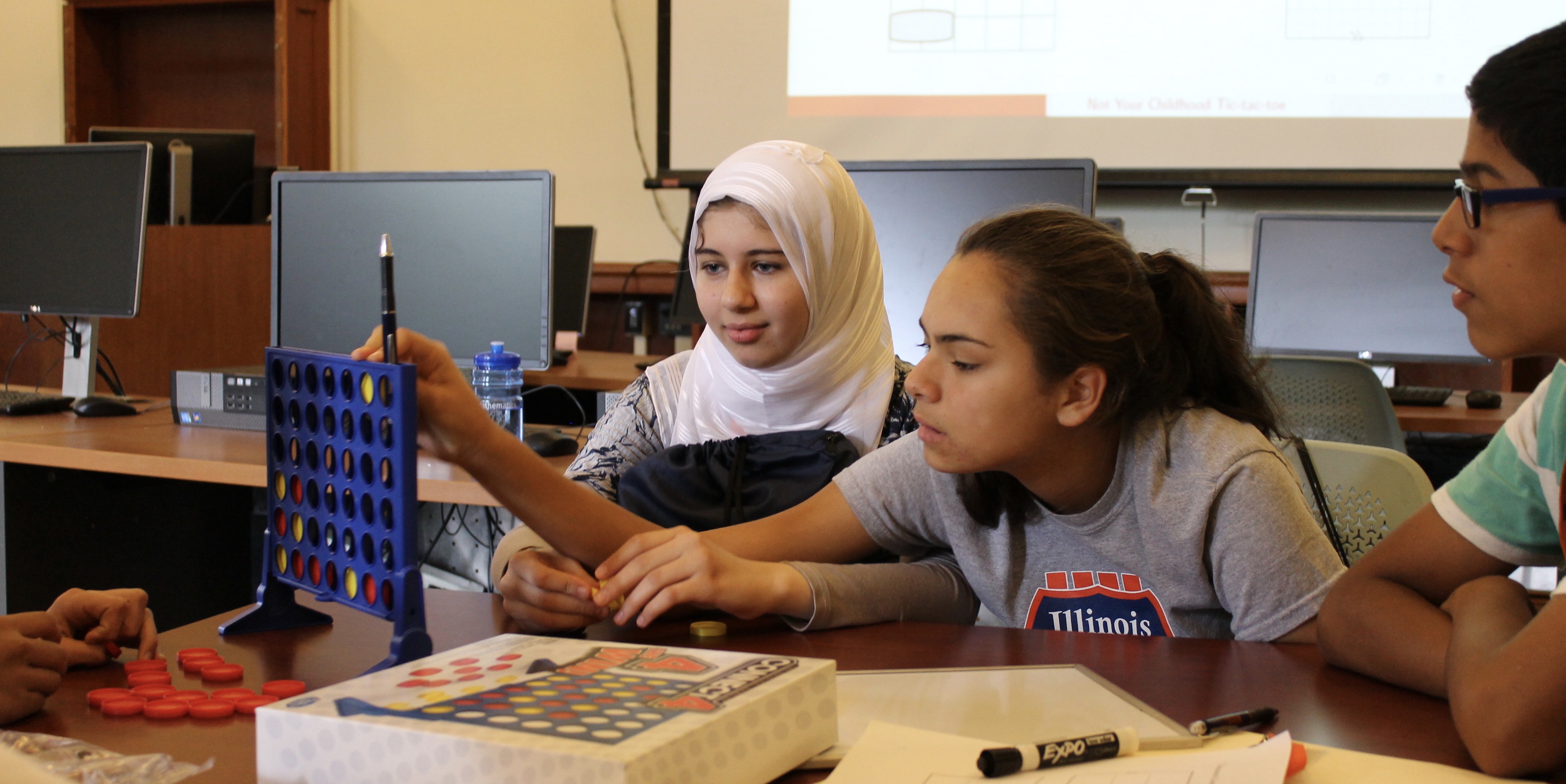 Campers playing connect 4