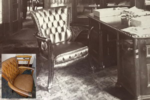 Photo of historic chair in Altgeld Hall