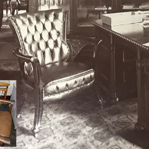 Photo of historic chair in Altgeld Hall